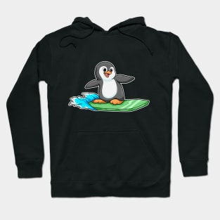 Penguin as Surfer with Surfboard Hoodie